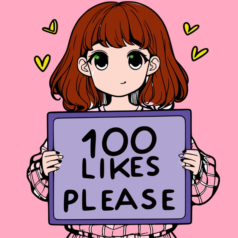 a girl holding a sign saying 100 likes please