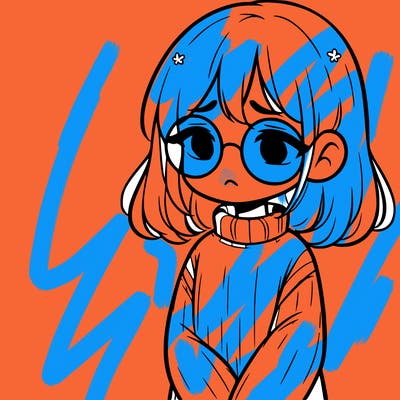 sad girl with glasses in a sweater