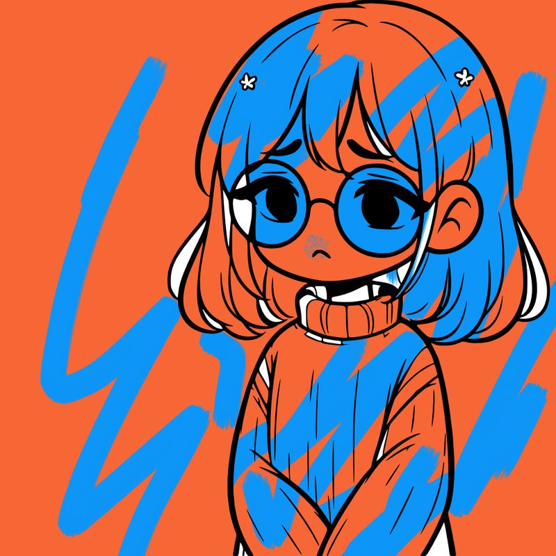 sad girl with glasses in a sweater