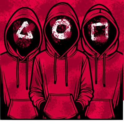 3 faceless people in  hoodies