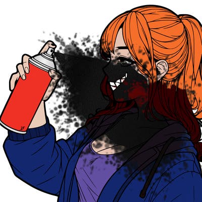 a realistic girl spray, painting