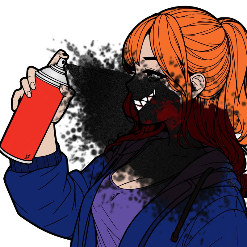 a realistic girl spray, painting