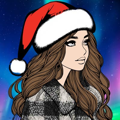 realistic girl in santa hat