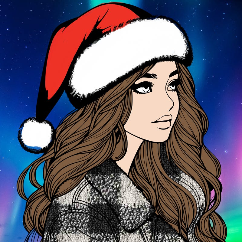 realistic girl in santa hat