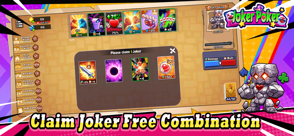 Joker Poker Card Game - Eligiendo una carta Joker especial de una selección de cuatro en Joker Poker Card Game.