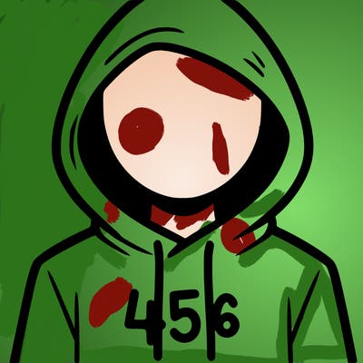a person with non face waering a hoodie with a 456 symbol