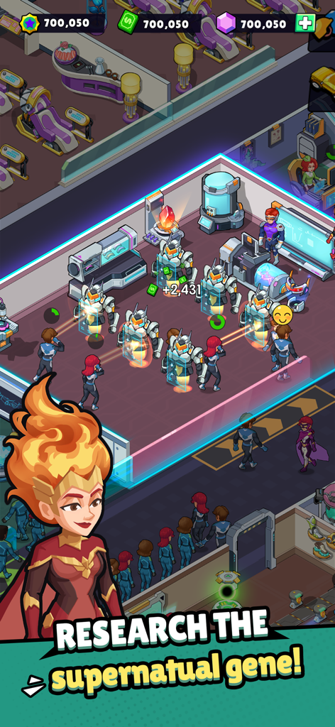 Idle Superpower School - Um laboratório de alta tecnologia em Idle Superpower School onde os alunos pesquisam o gene sobrenatural.