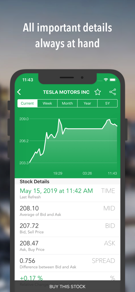Best Brokers Stock Market Game - Gráfico de preços de ações da Tesla e dados de mercado em tempo real na interface do aplicativo Best Brokers.