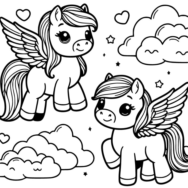cute horses with wings in the sky