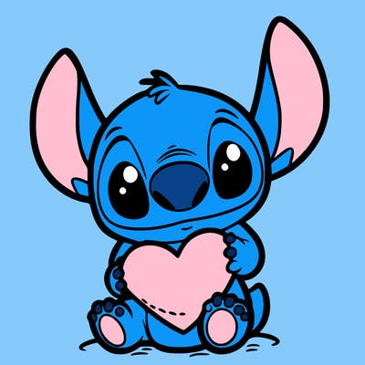 stich holding a heart