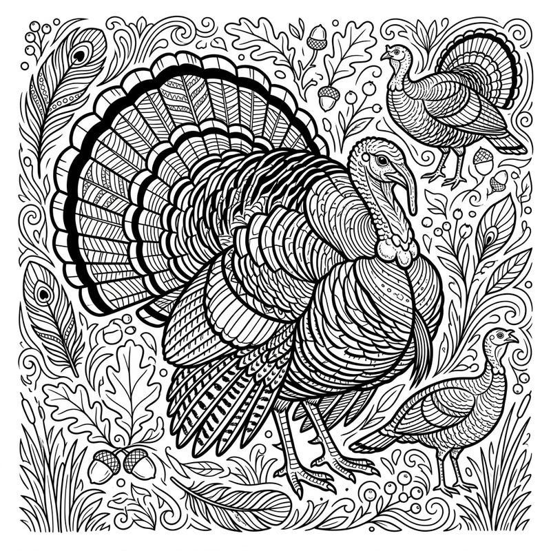 Discover our intricate Bronze Turkeys coloring page, specifically designed for teens who love detailed and contemporary linear art. This engaging template offers a fantastic way to unwind and express your artistic flair.