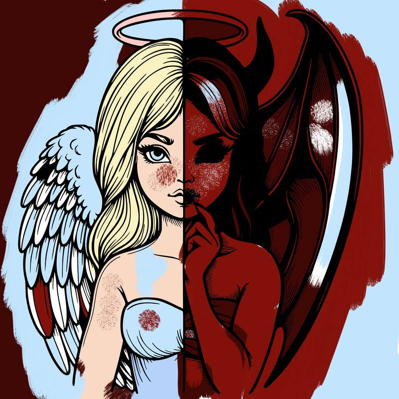 realistic angel half demon