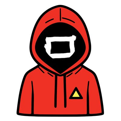 a person with non face waering a hoodie with a small triangle symbol