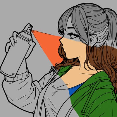 a realistic girl spray, painting