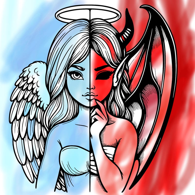 realistic angel half demon