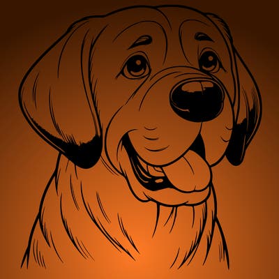 realistic big dog with floppy ears