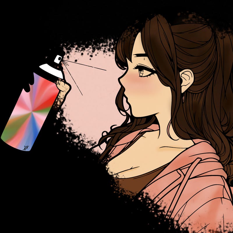 a realistic girl spray, painting
