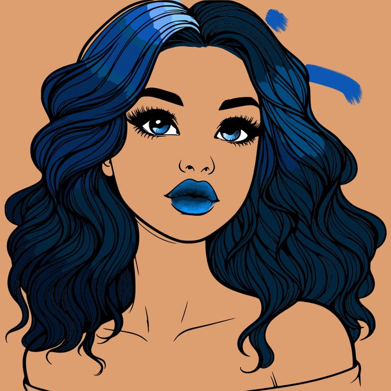 realistic girl with wavy hair and lips