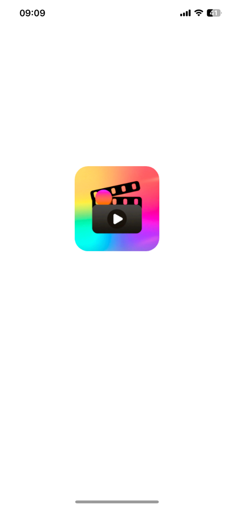 PlayShots - PlayShots app splash screen showing the colorful icon with a clapperboard and play button on a white background.