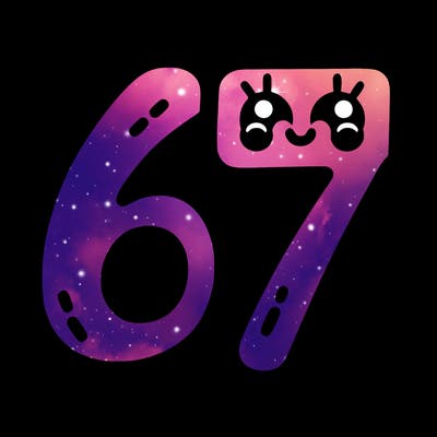 the numbers 67