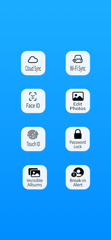 Photo Album Private Manager - Overview of security and synchronization features for the Photo Album Private Manager app