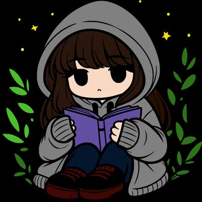 girl in oversized hoodie reading a book