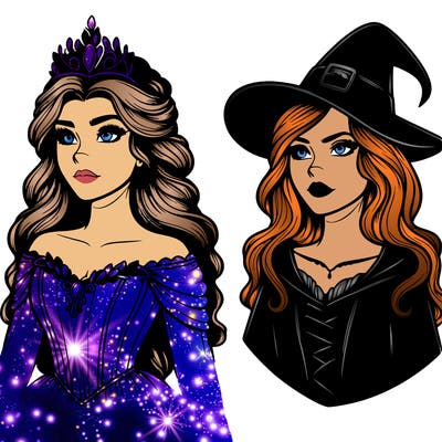 princess and witch realistic