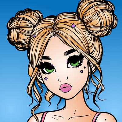 realistic girl with space buns