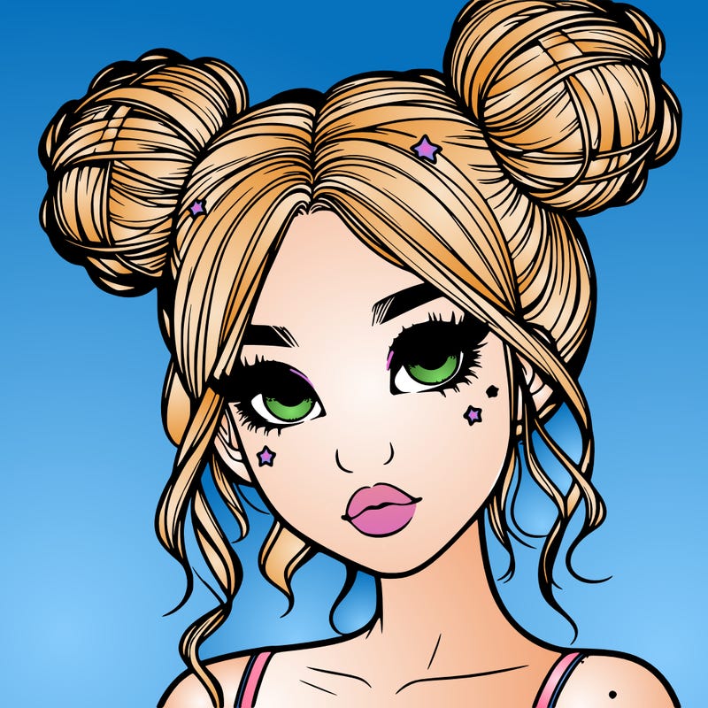 realistic girl with space buns
