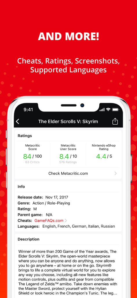 NT Deals - A mobile screen from the NT Deals app showing ratings and information for a Nintendo game