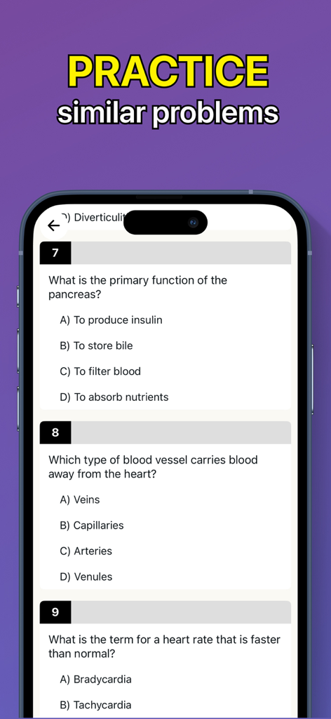 Yolk AI: Einstein AI Method - Yolk AI app interface displaying biology practice questions and multiple choice answers for students