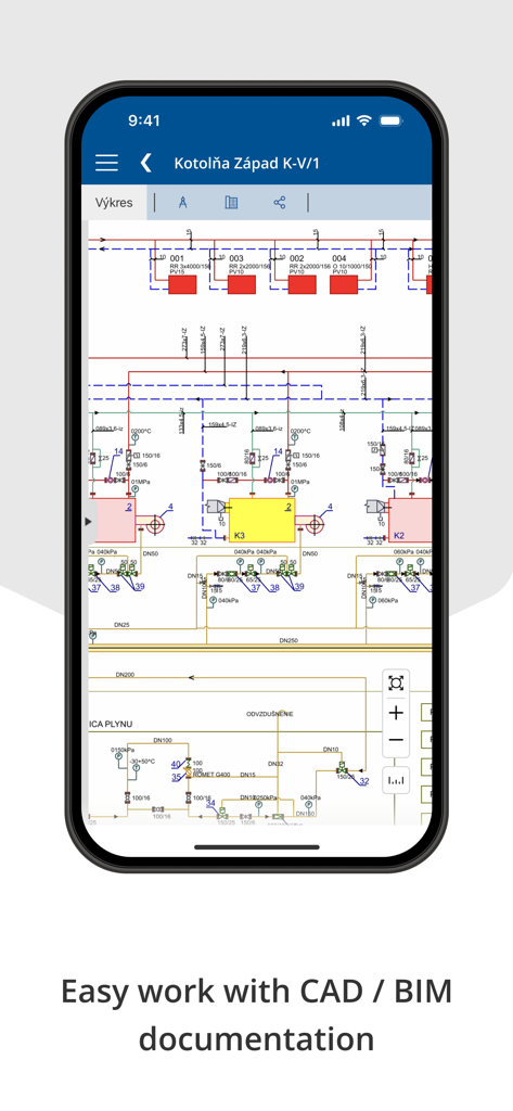 Chastia ONE - Chastia ONE mobile app displaying a technical CAD BIM drawing