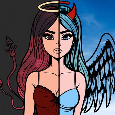 devil vs angel realistic girl