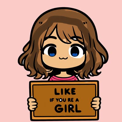 a cute girl holding a sign that says like if you’re a girl