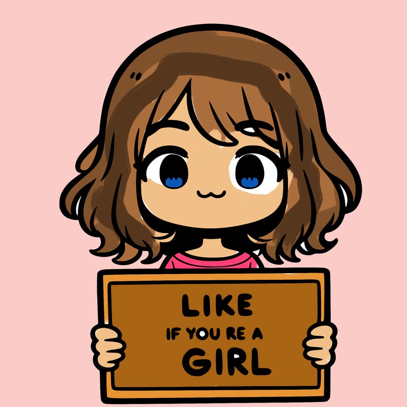 a cute girl holding a sign that says like if you’re a girl