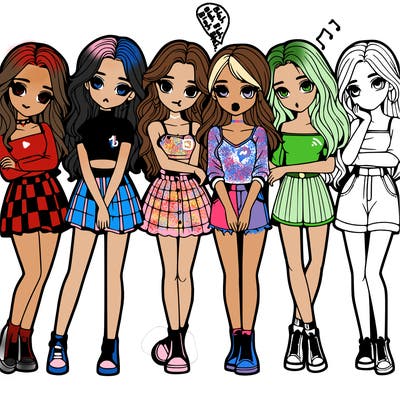 a group of girls realistic