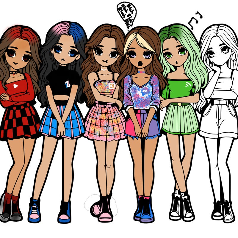 a group of girls realistic