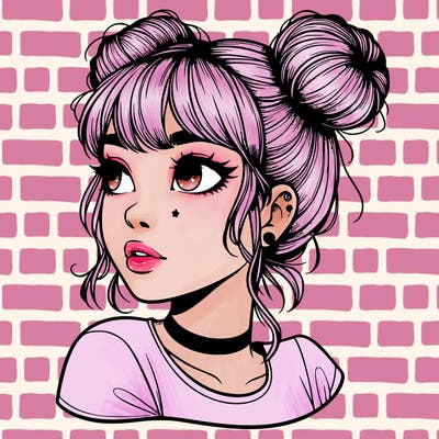 realistic girl with spacebuns
