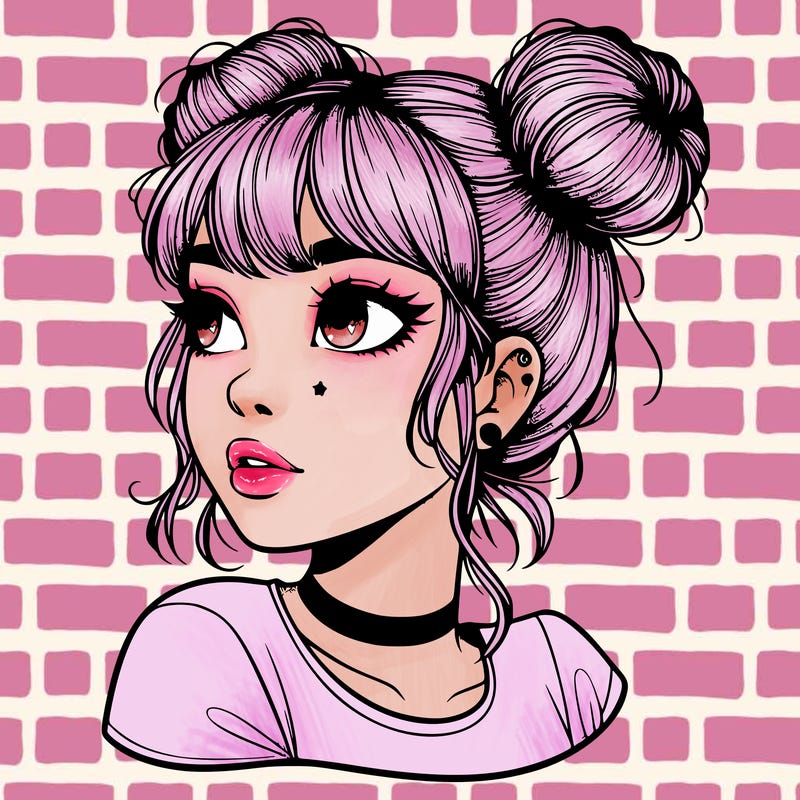 realistic girl with spacebuns