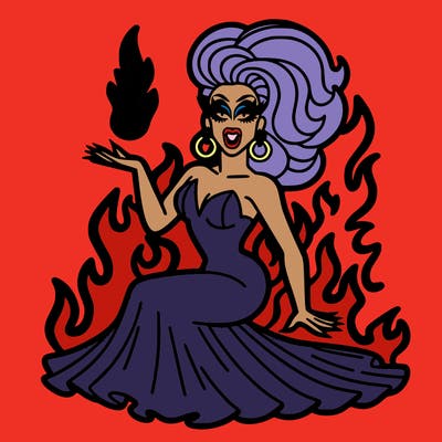 drag queen on fire
