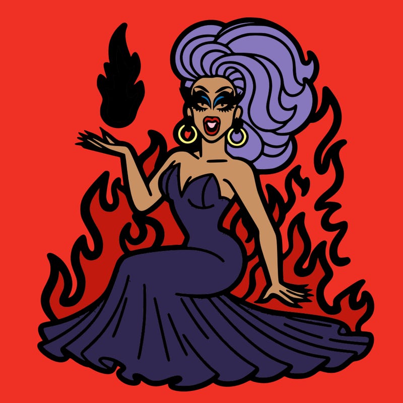 drag queen on fire