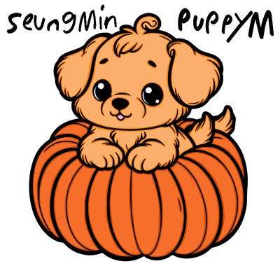 cute little puppy in a pumpkin