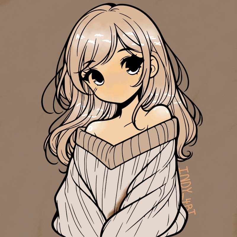 shy pretty girl wearing a sweater that is falling off one shoulder portrait