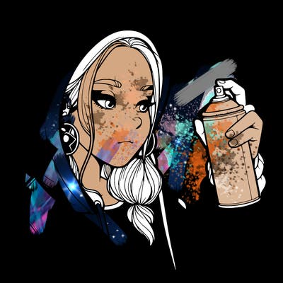 a realistic girl, spray painting