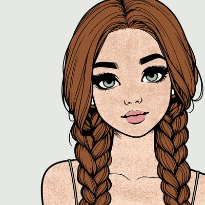 realistic girl with braids