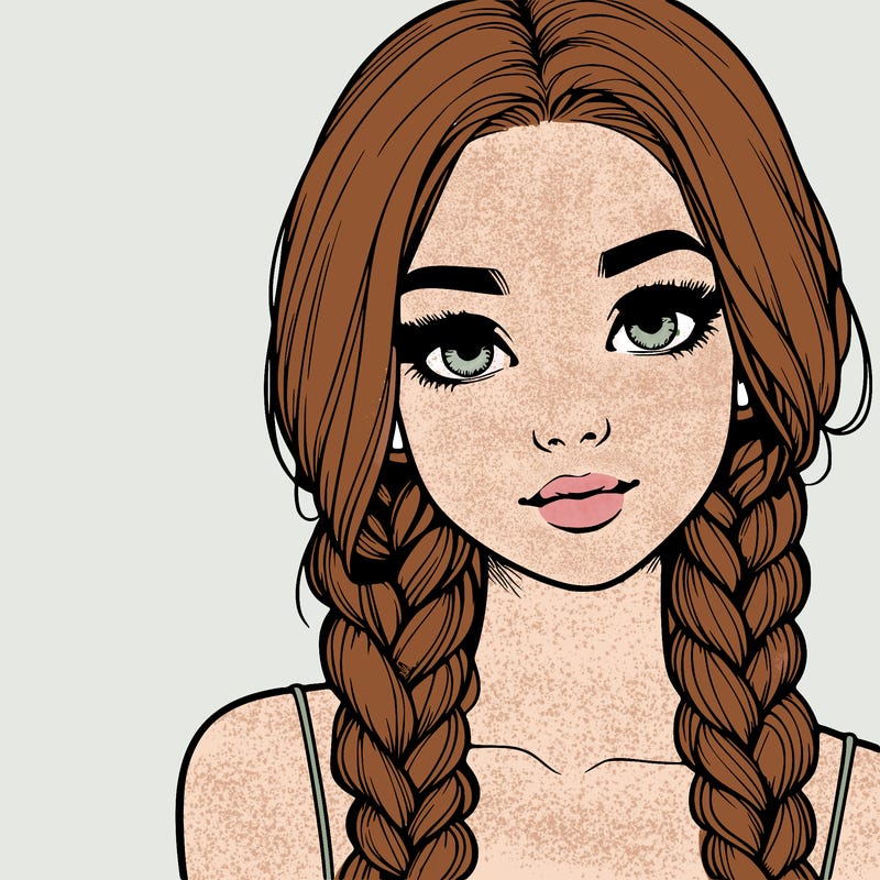 realistic girl with braids