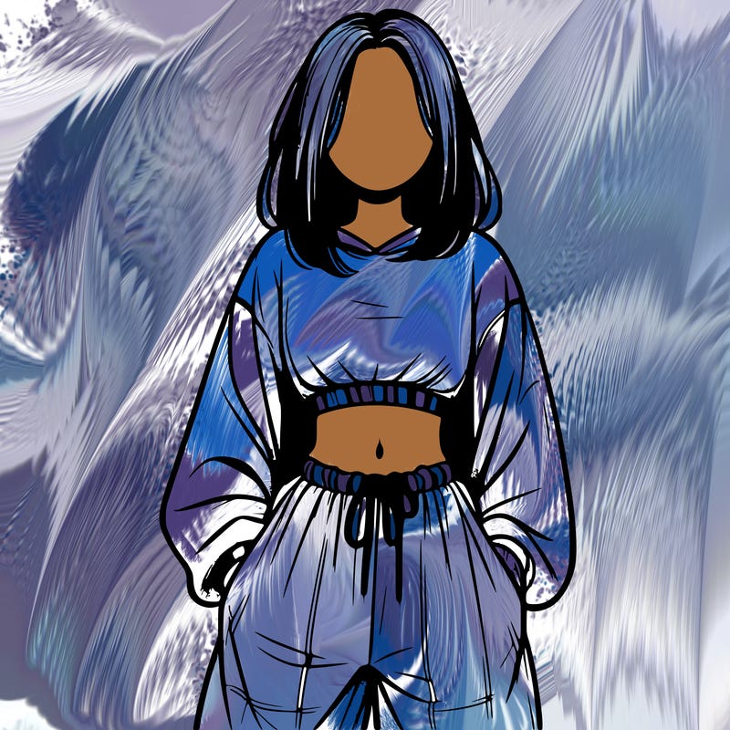 realistic girl faceless with baggy pants and a crop top