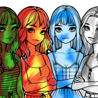 four realistic girls