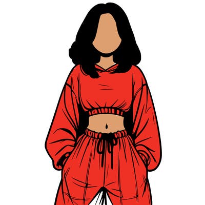 realistic girl faceless with baggy pants and a crop top