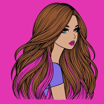 realistic girl with long realistic hair